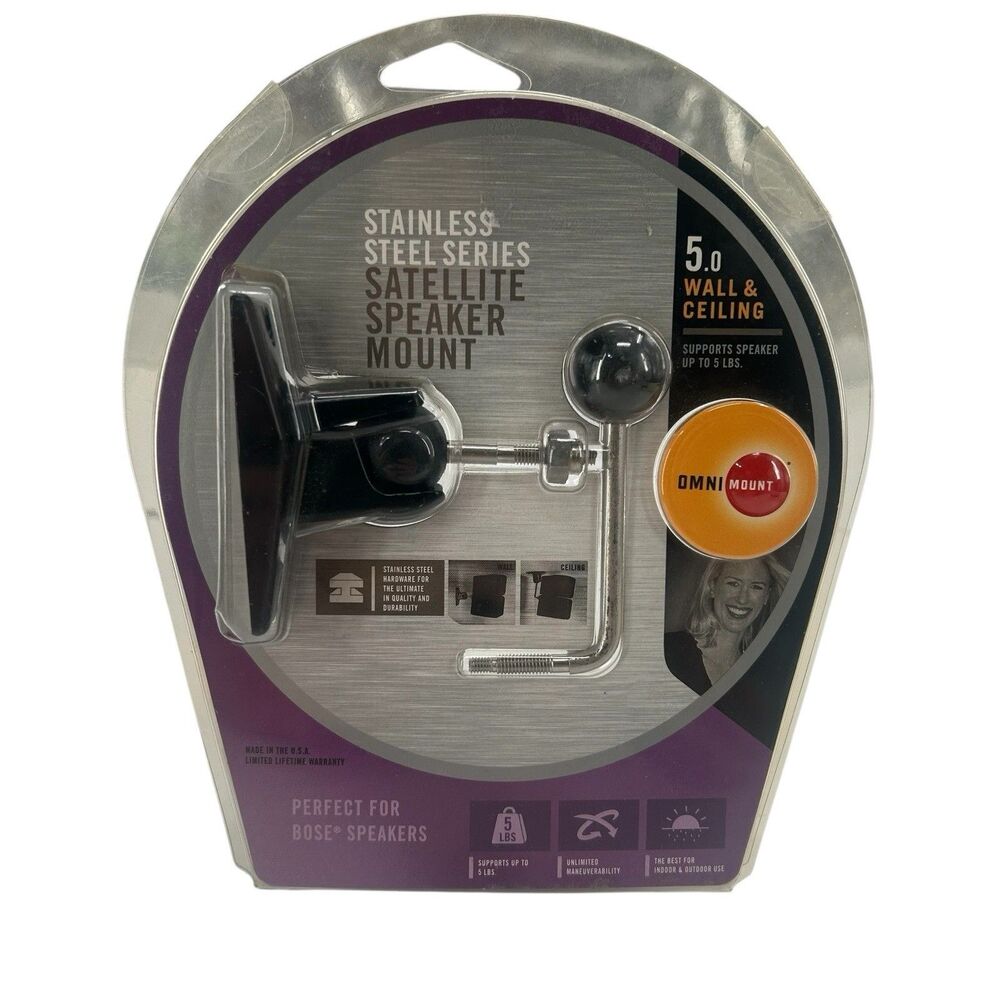 OmniMount 5.0 Wall & Ceiling Stainless Steel Series Satellite Speaker Mount NEW